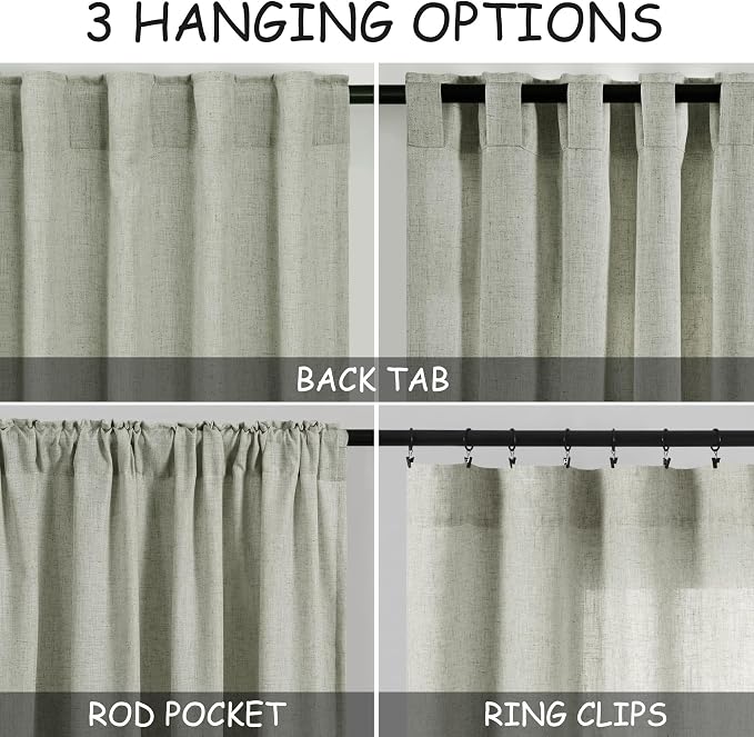 Sage Green Curtains 120 inches Long 2 panels - Image 3