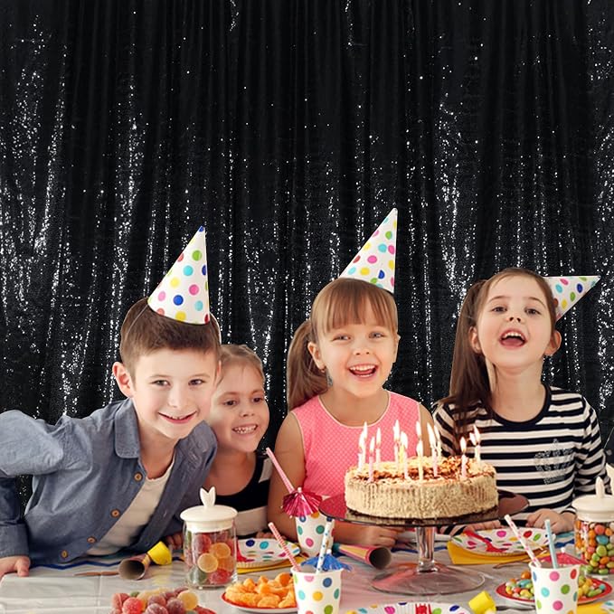Juya Delight Black Sequin Backdrop, 6FTx8FT NO See-Through Photobooth Backdrop - Image 2