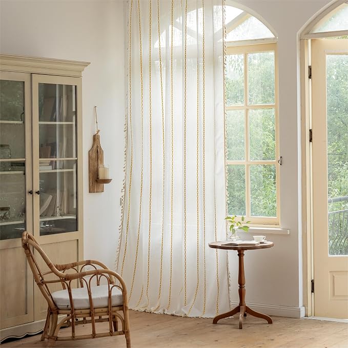 Sutuo Home Boho Curtains for Living Room Bedroom, Semi Blackout Farmhouse by SutuoHome