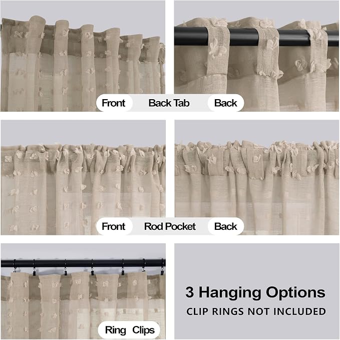 KOUFALL Warm Taupe Sheer Curtains 90 Inch Length - Image 3