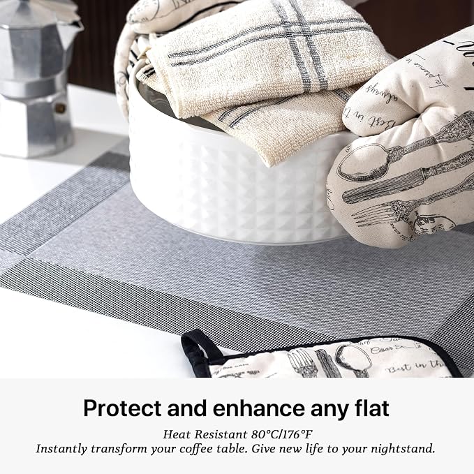 LEXMORE Placemats Set of 6 Vinyl/Plastic Woven Place Mats - Image 5