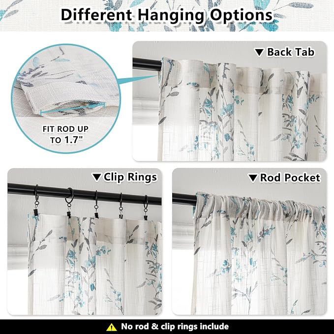 MYSKY HOME Sheer Curtains 63 Inch Length 2 Panels - Image 4