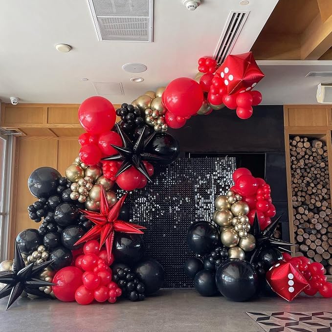 Bezente Red Black and Gold Confetti Balloons Set 60pcs 12 inch | Metallic - Image 7