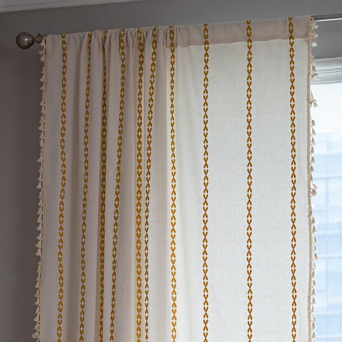 Sutuo Home Boho Curtains for Living Room Bedroom, Semi Blackout Farmhouse - Image 6