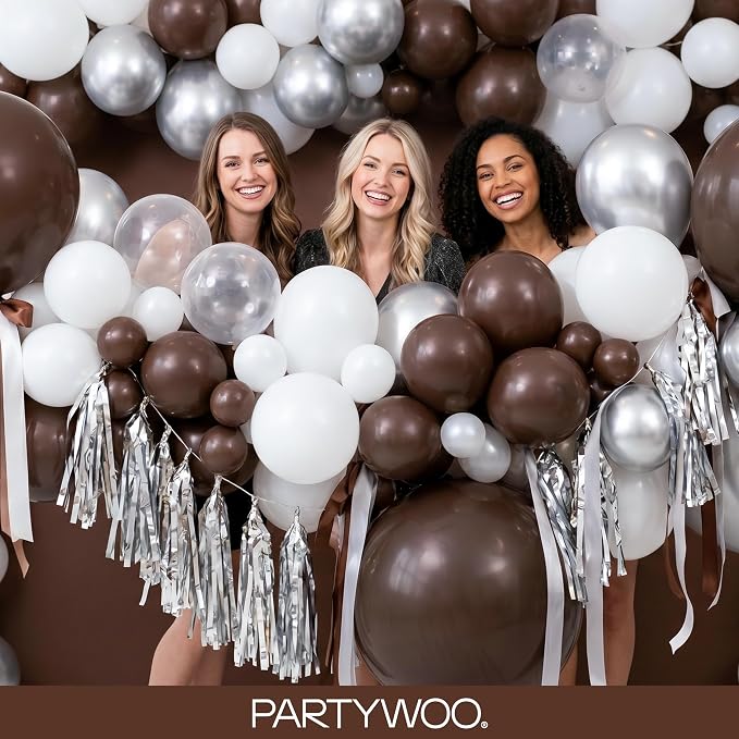 PartyWoo Dark Brown Balloons 152pcs Boho Coffee Neutral Color | 18 12 10 5 Inch - Image 5