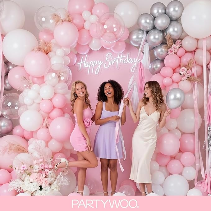 PartyWoo Baby Pink Balloons 100pcs Pastel Pale Light Pink Color | 18 12 10 5 - Image 5