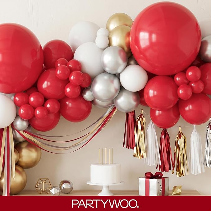 PartyWoo Burgundy Balloons 100pcs Dark Red Maroon Ruby Red Color | 18 12 10 5 - Image 8