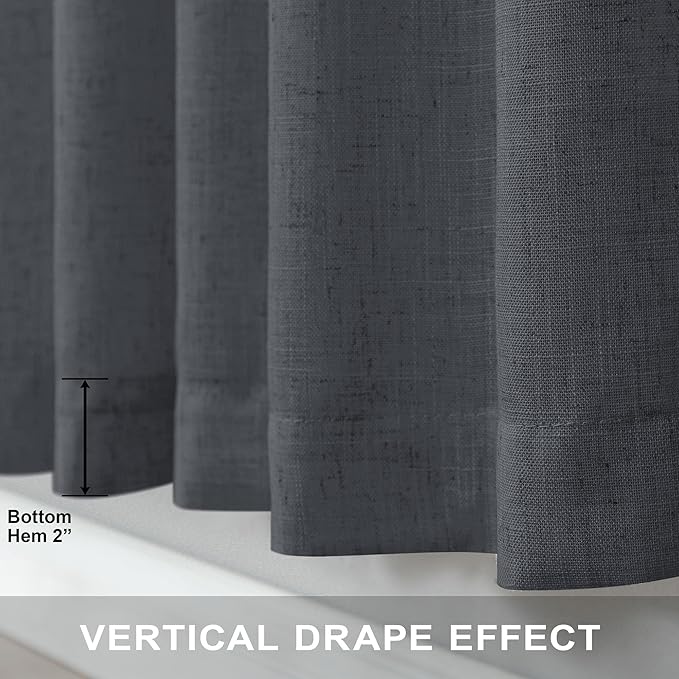 Dark Grey Curtains 84 Inch Length 2 Panels Set - Image 7