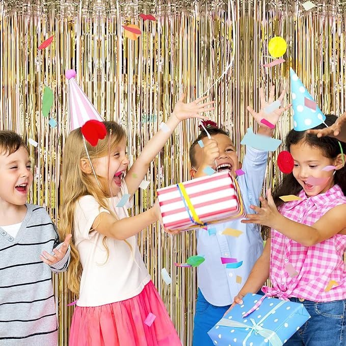 10 Pack Champagne Gold Backdrop Curtain 3.2ft x 8.2ft Metallic Tinsel Foil - Image 5