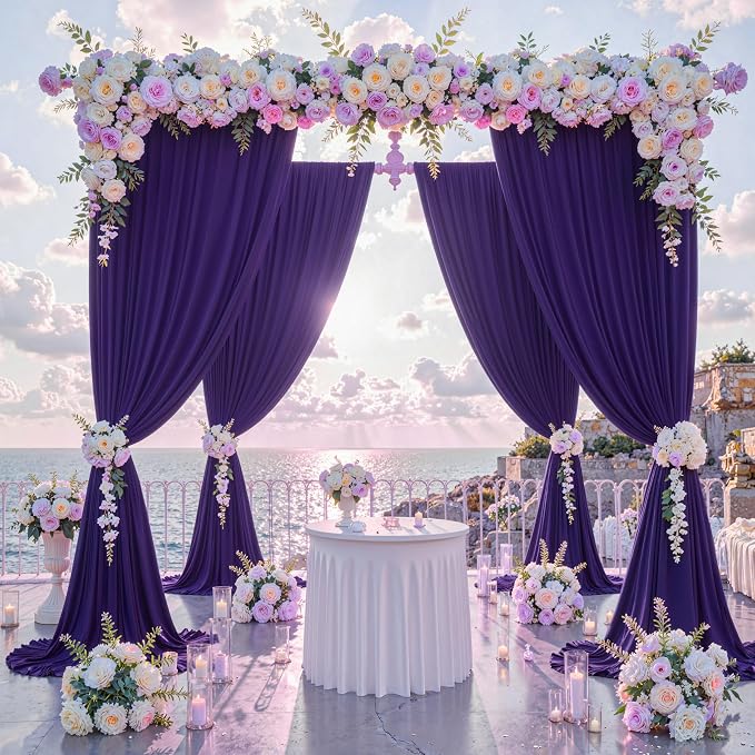 30 ft x 10 ft Wrinkle Free Purple Backdrop Curtain - Image 2