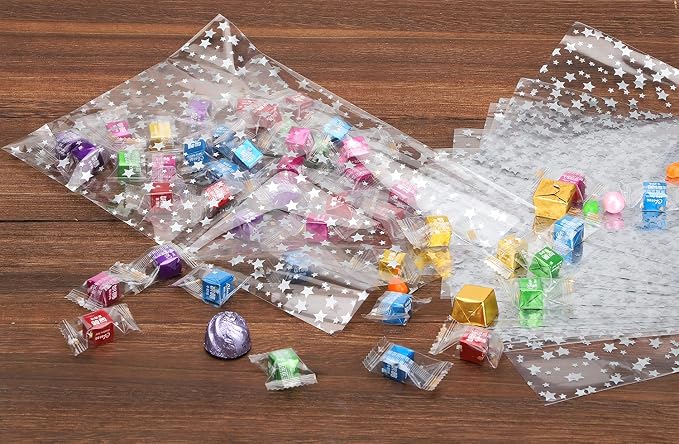 100 Pcs Star Printed 6"X 10" Gift Wrap Cello Cellophane Treat Bags Party Favor - Image 6