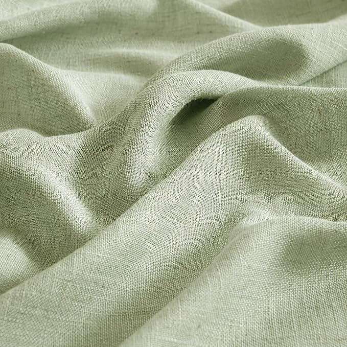 MIULEE Sage Green Linen Curtains 52x100 Inch Length 2 Panels - Image 4
