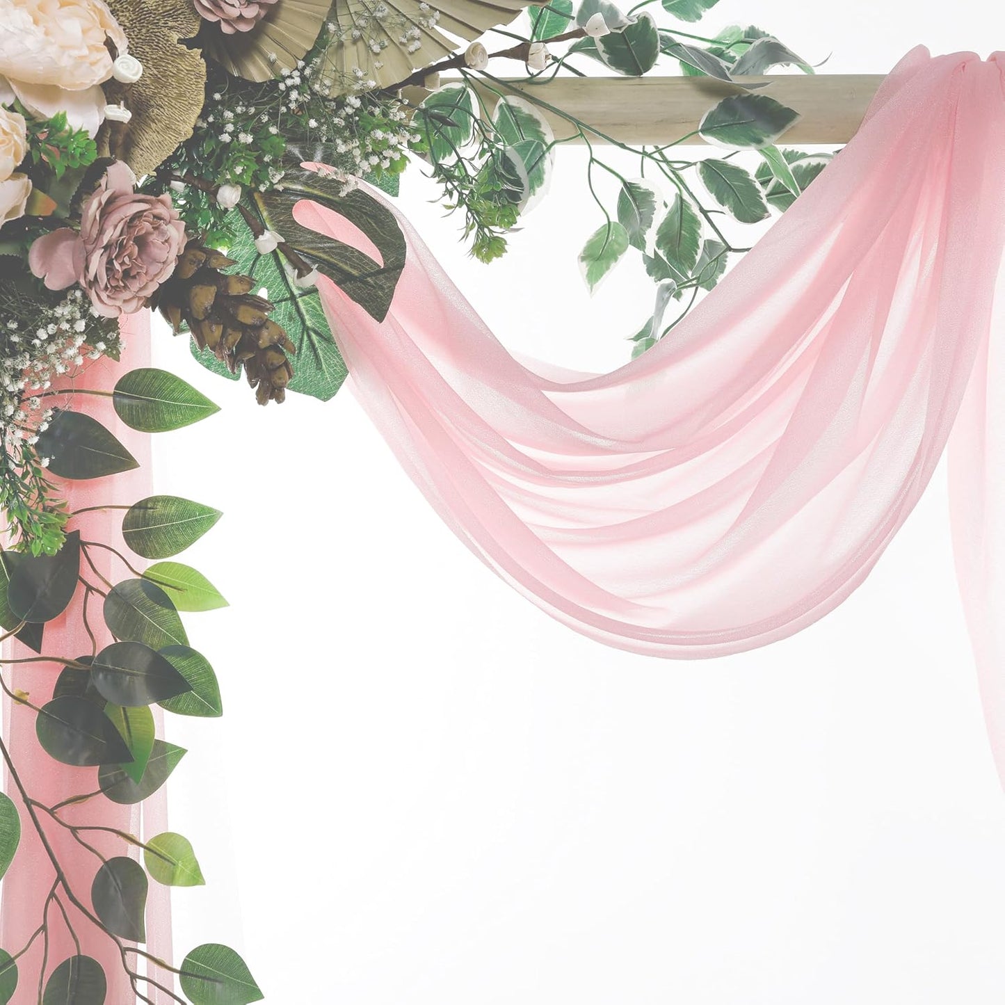 VDS Pack of 1 Panel (30 Inch X 100 Feet) Wedding Arch Draping Fabric Sheer Chiffon Fabric Drapery for Wedding Ceremony Reception Swag Backdrop Canopy Chuppah ARBO Altars Decoration (Blush Pink)