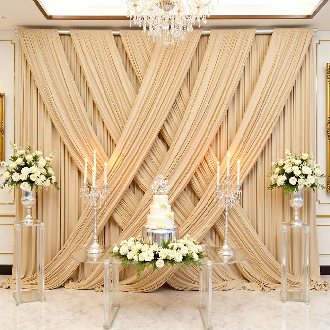 30ft×12ft Champagne Backdrop Curtain - Image 2