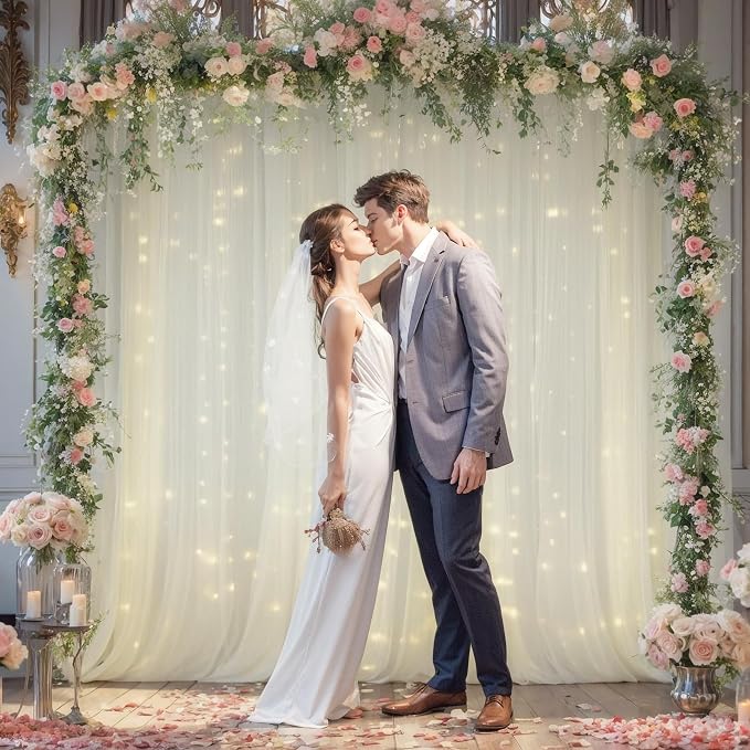 30x10ft Ivory Tulle Backdrop Curtain - Image 4
