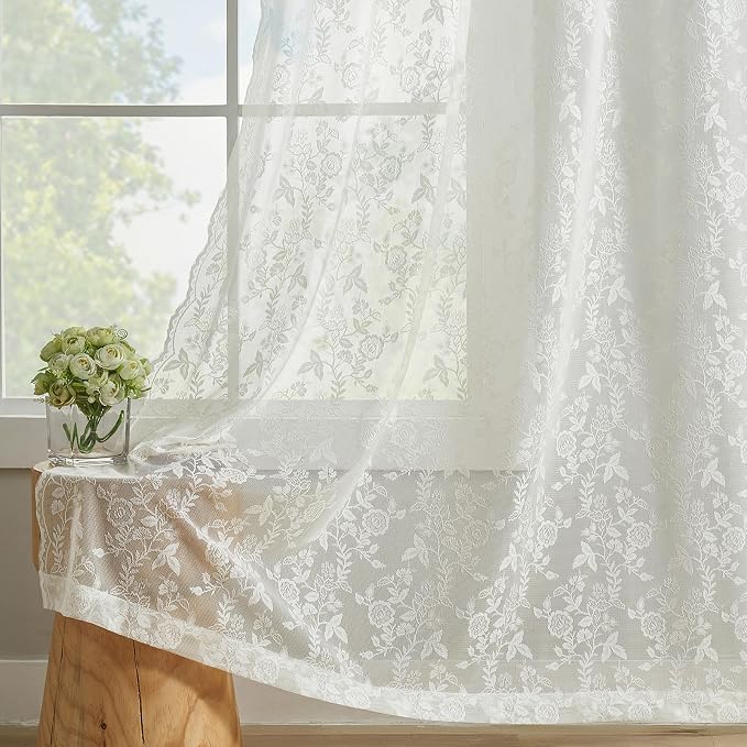FINECITY Ivory Vintage Lace Curtains - Image 6