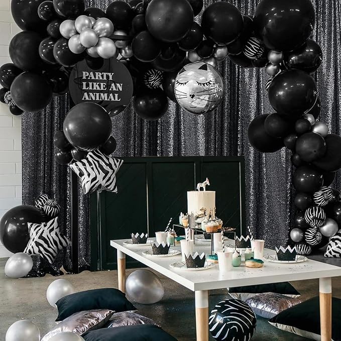 Sugargirl Black Sequin Backdrop Curtain 4FTx8FT Glitter Black Background Drapes - Image 3