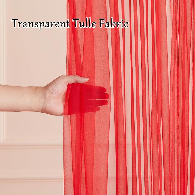 30x10ft Red Tulle Backdrop Curtain - Image 6