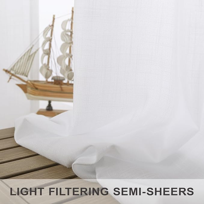 White Linen Curtains 38 Inch Wide - Image 6