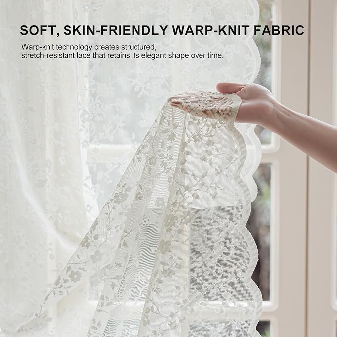 Anmao Vintage Lace Sheer Curtains 45 Inches Long - Image 4
