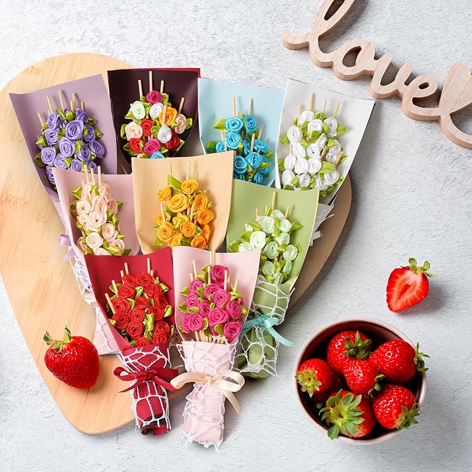 Minisland White Rose Flower Cocktail Picks, 4.7 Inch Long Bamboo Fancy - Image 7