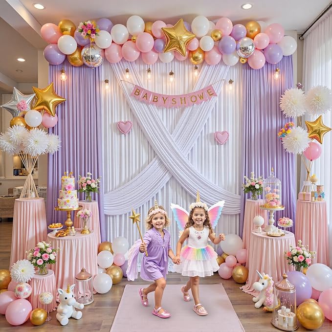 30 ft x 8 ft White Backdrop Curtain Drapes - Image 9