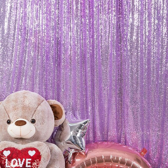 JYFLZQ Lavender Sequin Backdrop Curtains 7ft x 7ft 1 Panel Glitter Photo Booth by JYFLZQ