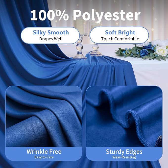 20×14 ft Royal Blue Wrinkle Free Backdrop Curtain, Soft Silky Polyester Wedding - Image 2