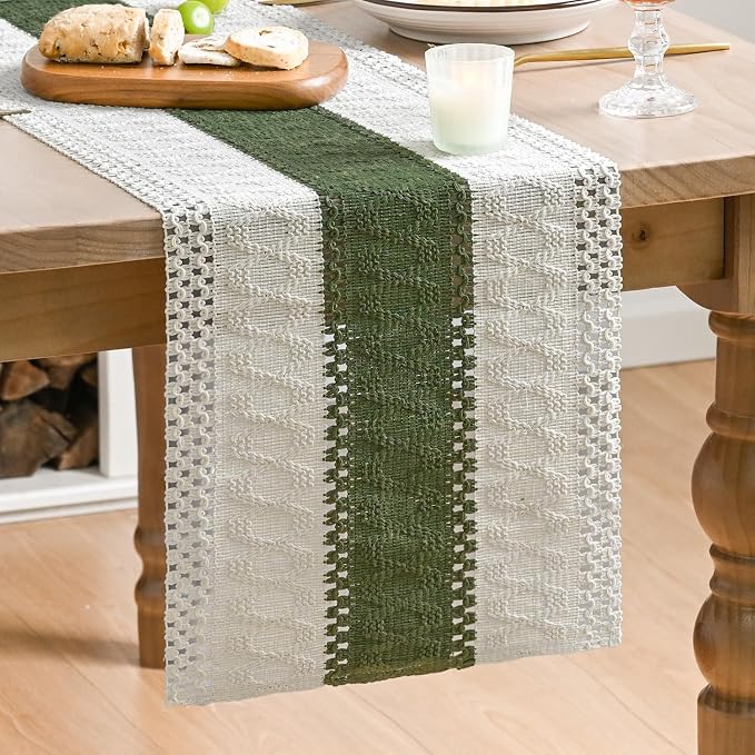 Artoid Mode Army Green Farmhouse Rustic Table Runner 12x36 Inch | Seasonal by ArtoidMode