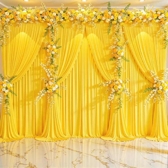 8 Panels Yellow Backdrop Curtains - Image 4