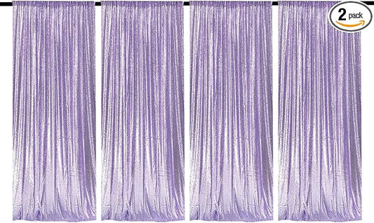 JYFLZQ Lavender Sequin Backdrop Curtains 2ft x 8ft 4 Panel Glitter Photo Booth by JYFLZQ