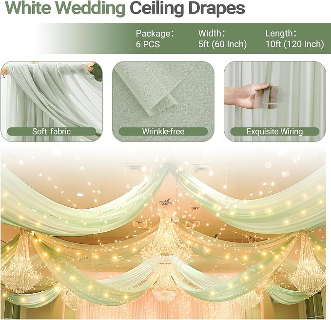 Shillance 6 Panels Green Ceiling Drapes - Image 4