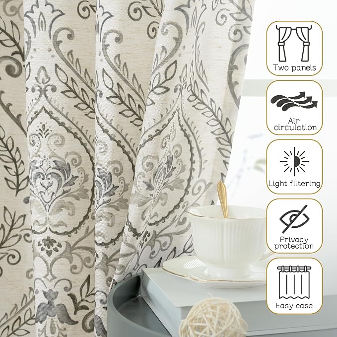 Linen Curtains 40 inch Length for Kitchen/Cafe, Light Filtering Semi Sheer - Image 7