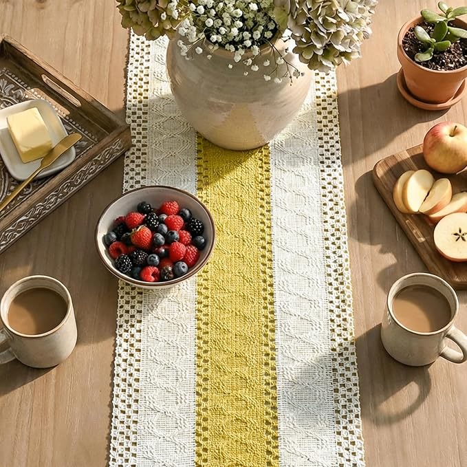 Artoid Mode Yellow Farmhouse Rustic Table Runner 12x120 Inch | Seasonal Holiday - Image 8
