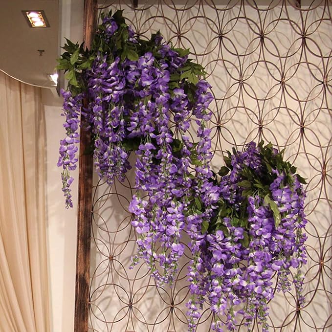 12pcs Artificial Wisteria Flowers 3.6 Feet/Piece Purple Dense Artificial Fake - Image 7