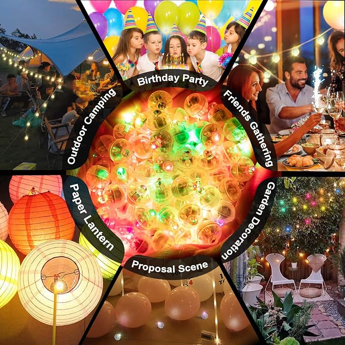 200pcs Multicolor LED Balloon Light, Rainbow Colored Round Led Flash Mini Ball - Image 7