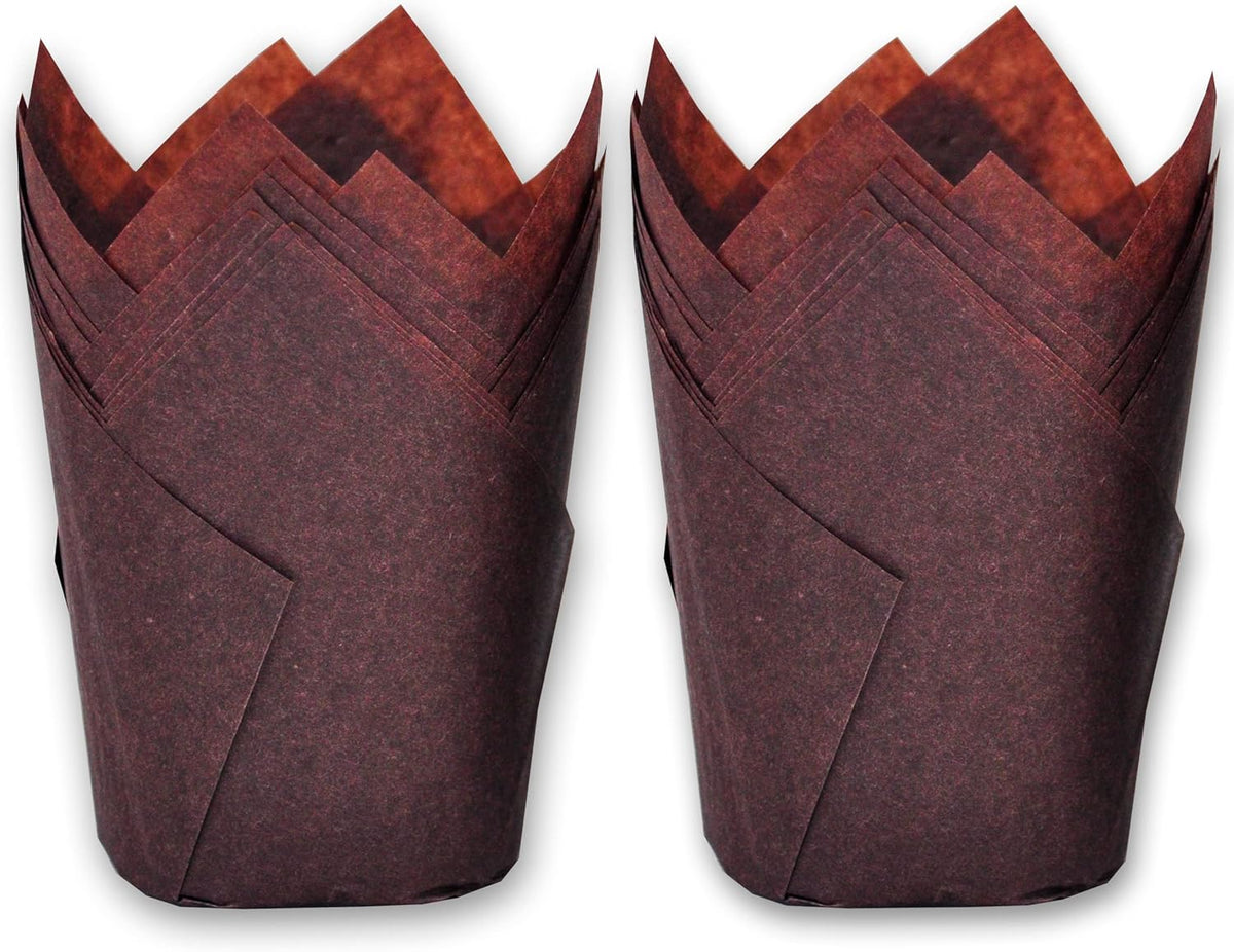 500 pcs Large size Brown Tulip Baking Cups 2-1/4"(Base diameter) x 4"(Wall height) Greaseproof paper baking cupcake Muffin liners