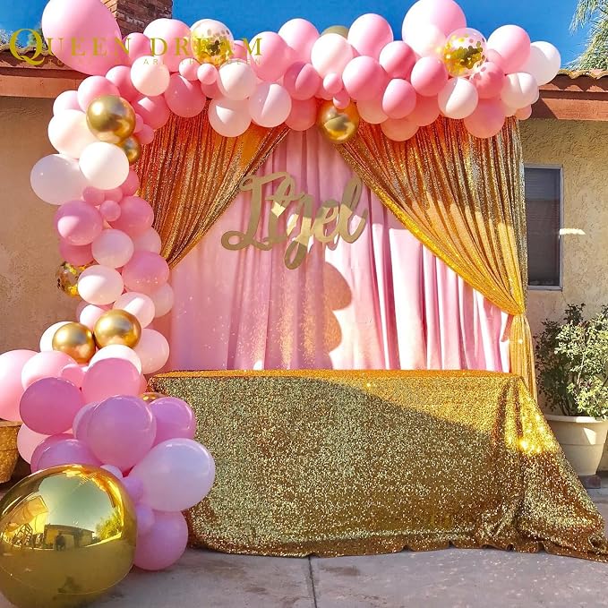 Gold Curtains Backrop for Wedding Parties: 3ftx8ft Gold Sequin Backdrop | 2 - Image 4
