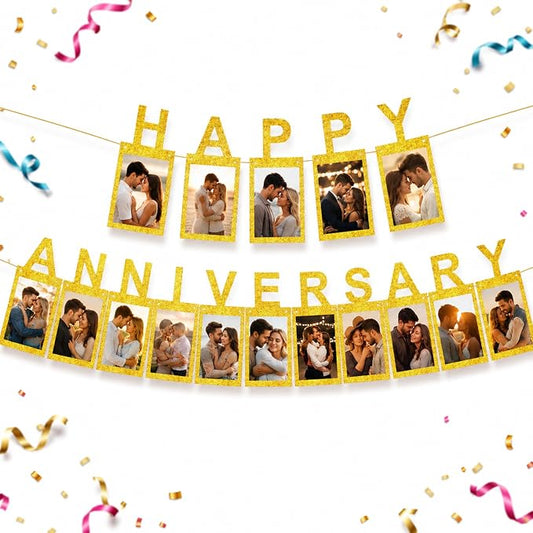 Gold Happy Anniversary Banner by Unknown