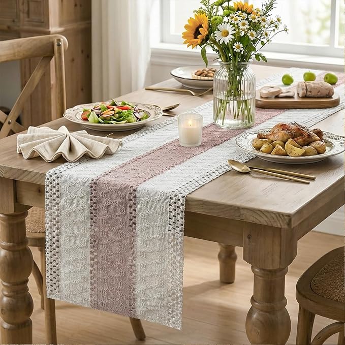 Artoid Mode Pink Farmhouse Rustic Table Runner 12x120 Inch | Seasonal Holiday - Image 5