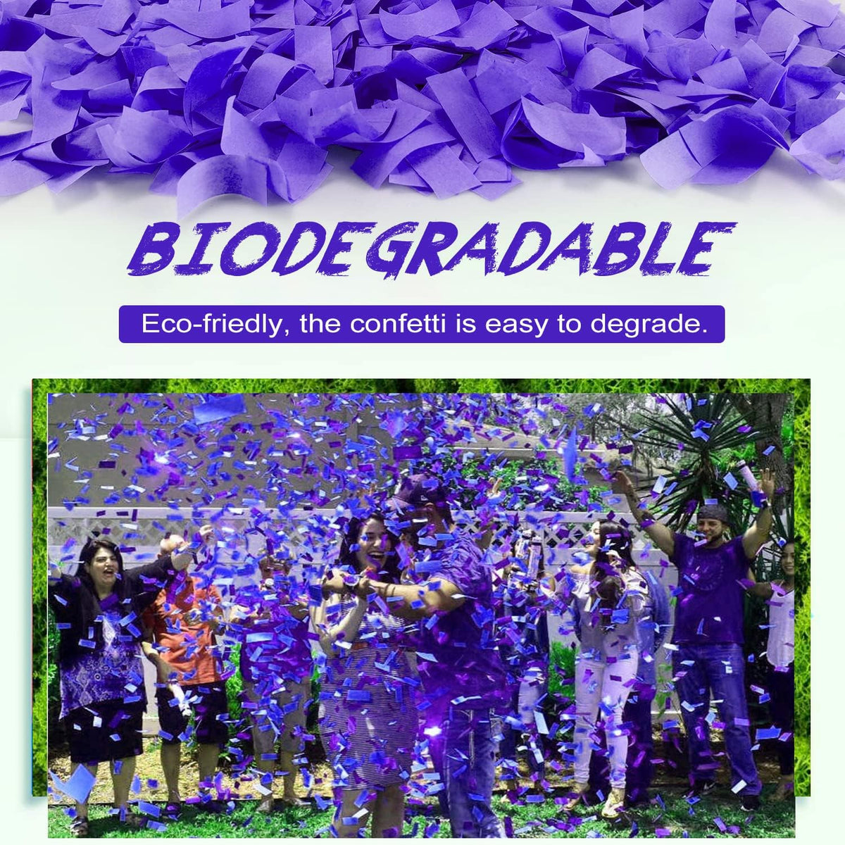 Violet Confetti Poppers, 15 Inch Purple Party Poppers, Air Powered Confetti Gun for Birthday, Wedding, Graduate Celebrations