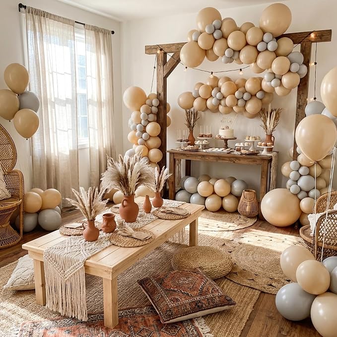 RUBFAC 87pcs Light Brown Balloons Different Sizes 18 12 10 5 Inches, Premium - Image 6