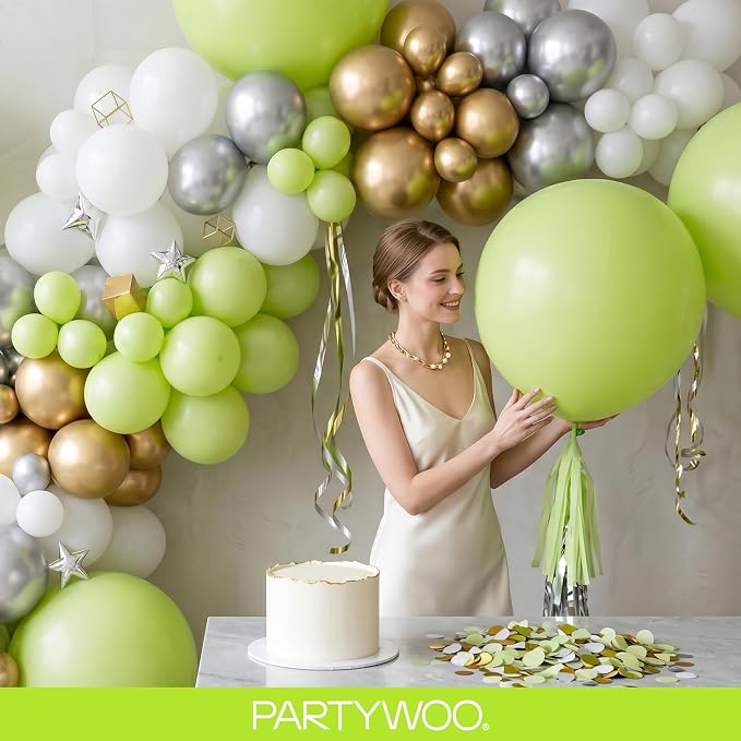 PartyWoo Lime Balloons 152pcs Green Light Green Color 18 12 10 5 Inch | Balloons - Image 9