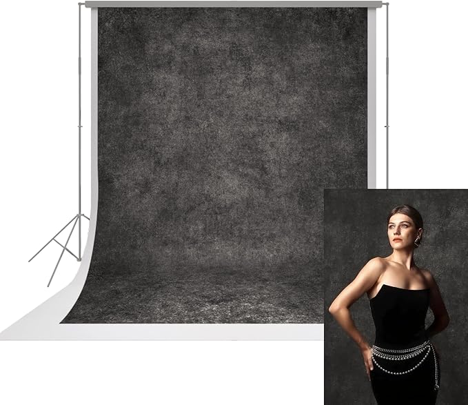 UrcTepics 6×8 ft Dark Grey Fabric Photo Backdrops, Classic Abstract Texture by UrcTepics