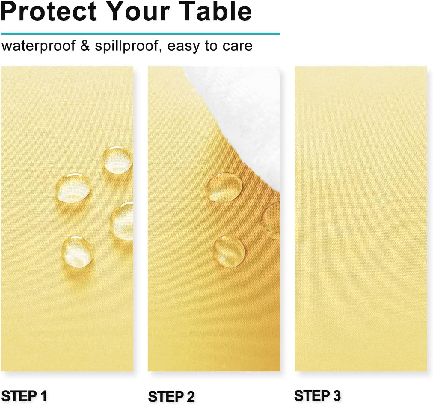 Hiasan Light Yellow Rectangle Tablecloth - Waterproof and Spillproof Washable Fabric Table Cloth for Dining Room Kitchen Party and Outdoor, 60 x 84 Inch