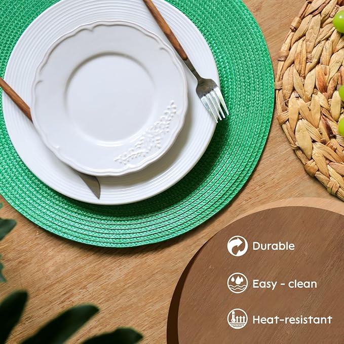 FunWheat Round Braided Placemats Set of 4 Table Mats - Image 3