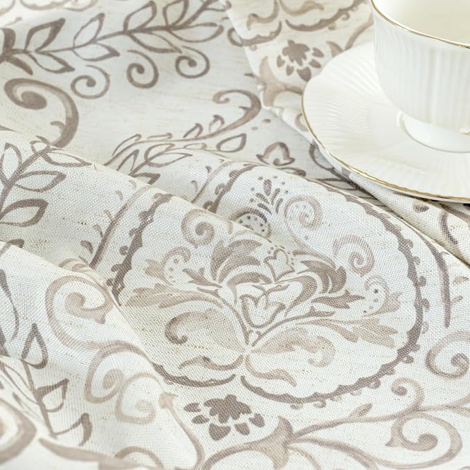Linen Curtains 80 inch Length for Living Room, Linen Printed Curtains Grommet - Image 5