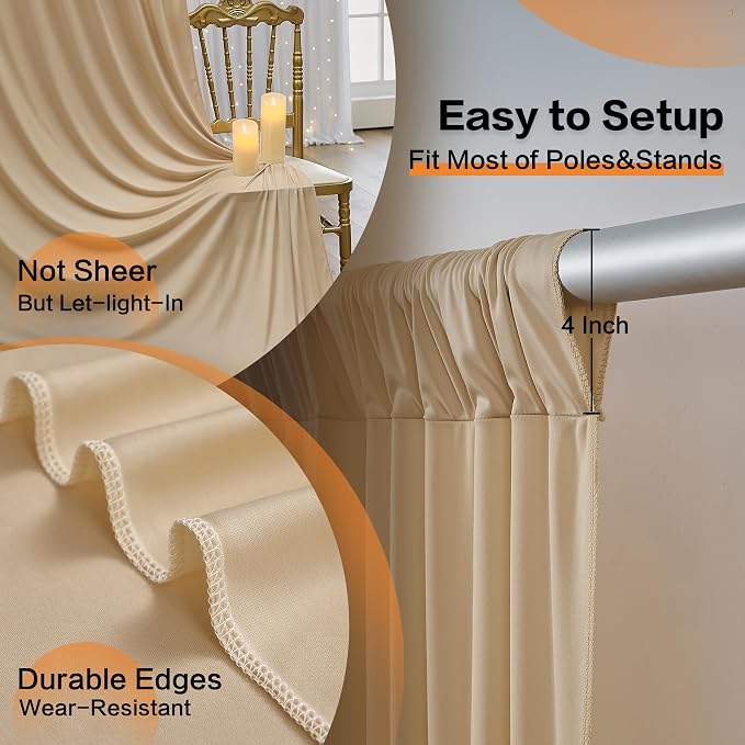 50ft×14ft Long Champagne Backdrop Curtain - Image 5