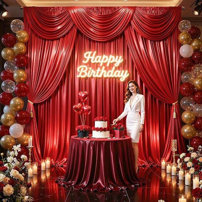 40x10ft Red Glitter Backdrop Curtain - Image 8