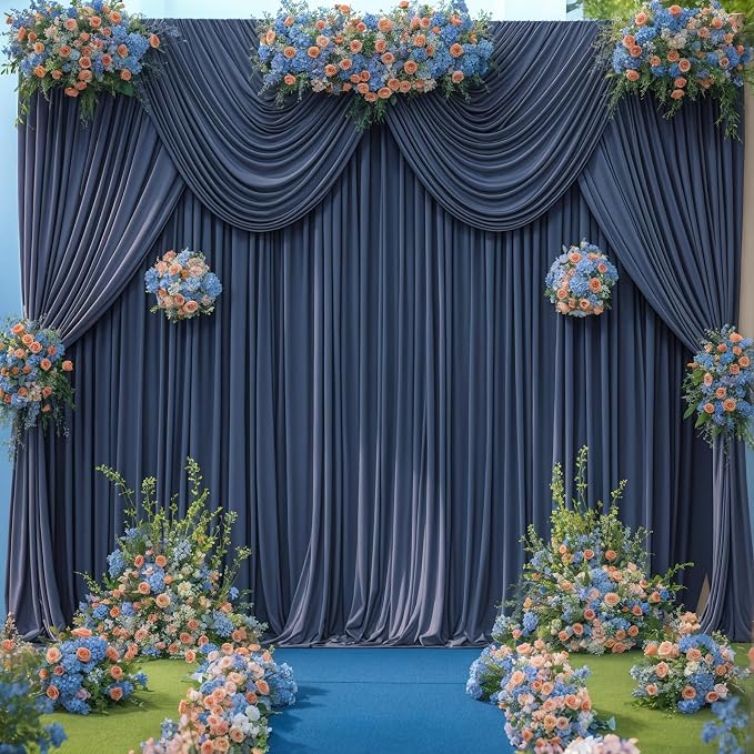 4 Panels Navy Blue Backdrop Curtains - Image 2